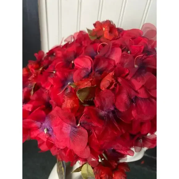 vintage 1950s red flower hat pillbox 50s fashion easter 3-D millinery rockabilly - Picture 3 of 6